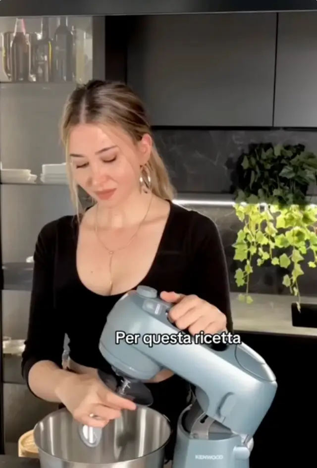 Kenwood — creator whipping a mixture with the hand mixer